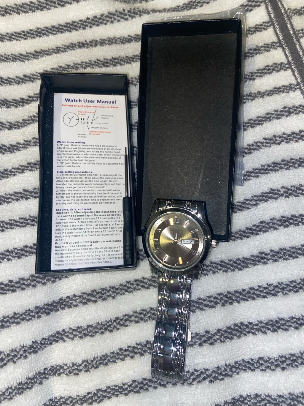 Mens Silver Stainless Steel DayDate Watch